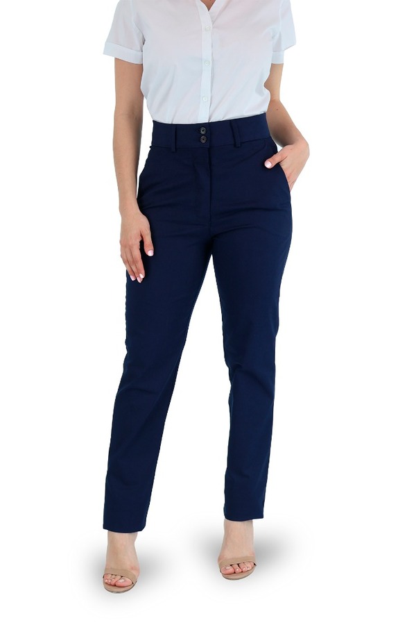 Pantalon De Vestir Color Azul Marino Con Bolsas Para Mujer